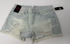 No Boundaries Acid Wash Denim Fray Hem Shorts SIZE 3 NWT