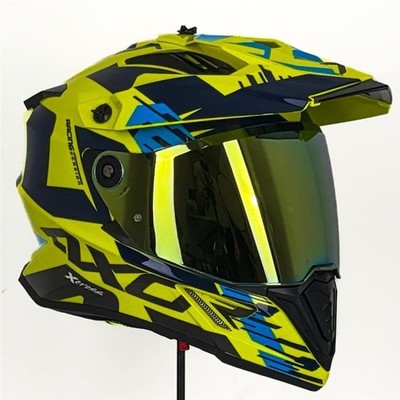 AXOR X-Cross Adventure Dual Sport Helm Neon Gelb Blau Glanz XL Refurnished
