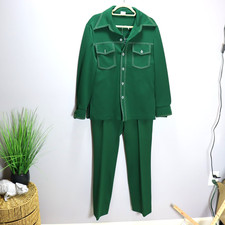 Vintage Handmade Green Western-Style Suit Jacket  Pants Set
