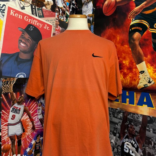 Vintage 90s Nike Orange Short Sleeve T Shirt Embroidered Swoosh Tee Sz XL