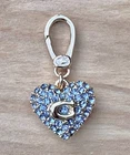 NWT $55 Coach Reversible Blue Crystal Gold Collectible Heart Charm + Dust Bag