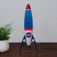 Boxed Retro NASA Red/Blue Space ROCKET Ship Galaxy Motion Lava Lamp/Light