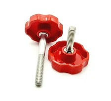 1/4"-20 Thumb Screw Bolts Red Round Hex Head Clamping Knob Stainless 4 Pack