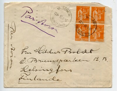 LETTRE TIMBRE BLOC De 4 N° 170 // Marseille Pour Payerne Suisse 1924