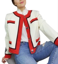 Nwt Milly Jinny Boxy Cropped Blazer Jacket Small Women Ivory Red Classic Career
