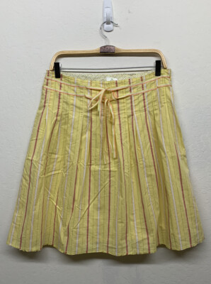Old Navy Women's yellow w/pink stripes Flare skirt, Size EUC
