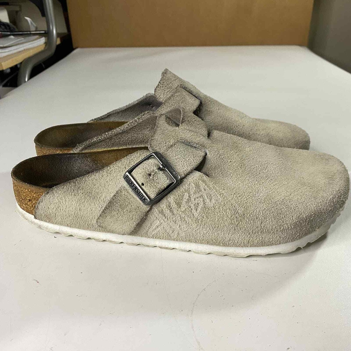Stussy X Birkenstock Boston Mule Bone Sandals Men's 41 (8 Stussy X Birkenstock Boston Mule Bone Sandals Men's 41 (8