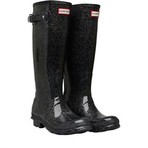 hunter black glitter rain boots