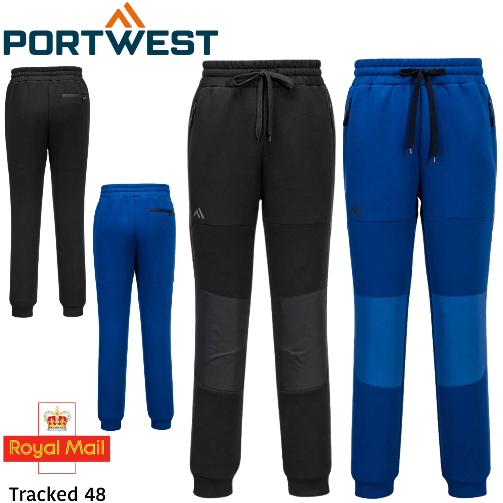 Portwest KX3 Tech Zipped Pockets Jogger Bottoms Fully Elasticated Trousers KX317