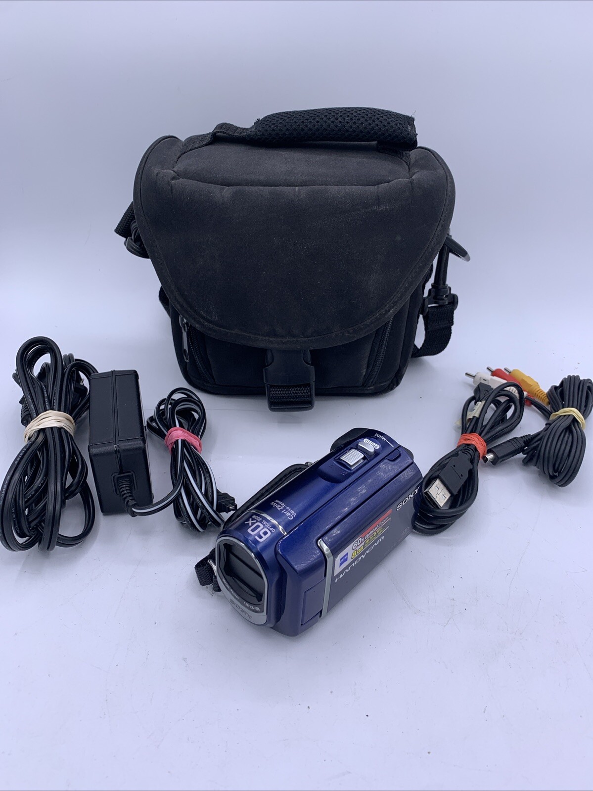 Sony DCR-SX41 8GB Blue Handycam Camcorder Bundle - Tested & Working-image