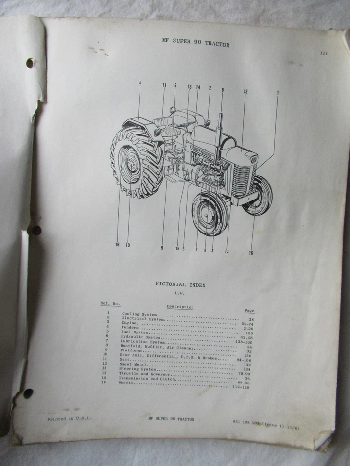 1961 Massey Ferguson MF90 MF 90 Super Tractor Parts Book Catalog Manual - Image 3 of 4