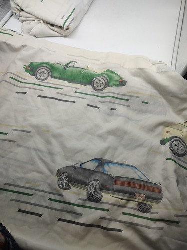 Vintage Sears Bed fitted TWIN Sheet 70s CARS HOTRODS automobile kids Bedding - Picture 2 of 3