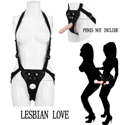 Double Hole Adjustable Strap On Male Dildo Elastic Band Woman Lesbian Sex  Toy