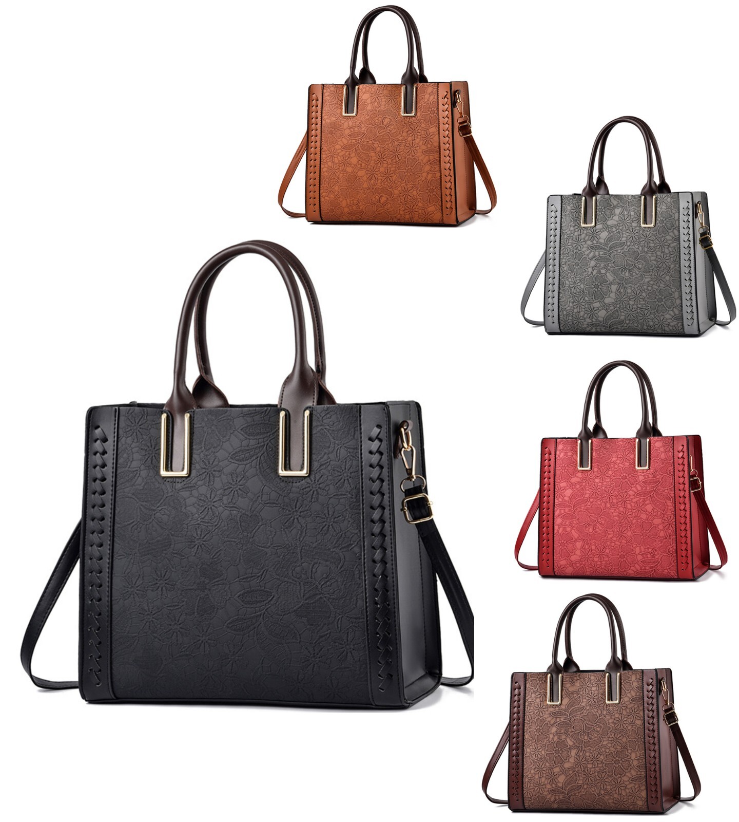 Bolso de hombro mediano con patrón floral boutique en relieve mujer dama