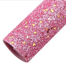 Chunky Glitter Medium Pink mixed sizes FAUX LEATHER ROLL 12" x 55" 1131272