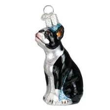 Old World Christmas BOSTON TERRIER (12290) Glass Ornament w/OWC Box