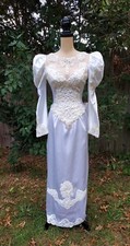 Antique Vintage Edwardian Victorian Lace Sequin Beaded Wedding Dress With Train