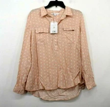 DR2 by Daniel Rainn Womens Peach Long Sleeve Patch Pocket Button Front Blouse PL