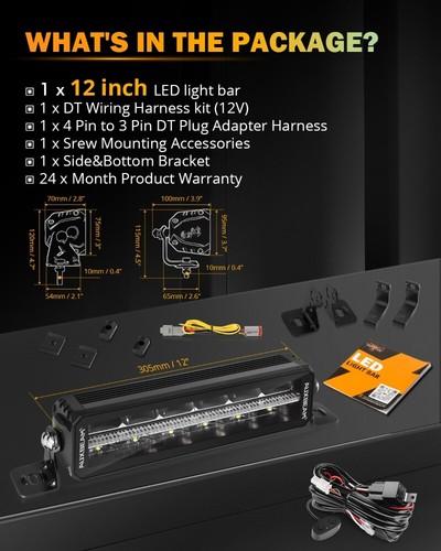BARRA DE LUZ LED AUXBEAM 12" Blanco Ámbar DRL Doble Fila Para Toyota 4Runner 2003-2009 - Imagen 11 de 11