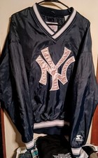  Vintage 90s Starter Jacket  New York Yankees Satin Giant Logo Xl Pullover🔥✨🔥