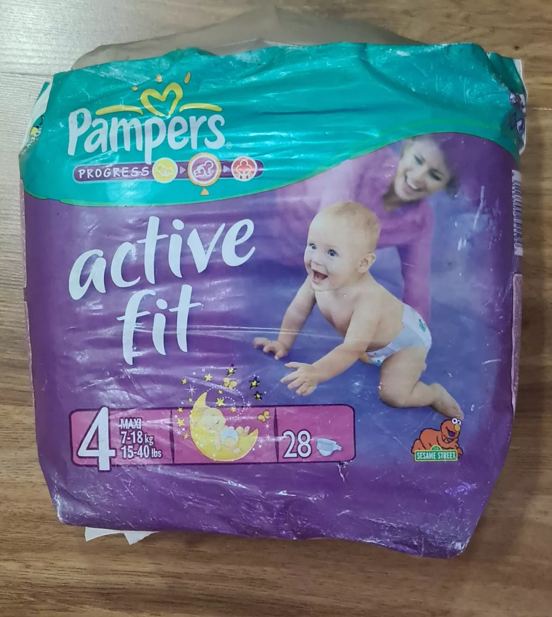Vintage 2010 PAMPERS Active Fit SESAME STREET 4 Maxi 28 nappies 7 18 Kgs NEW