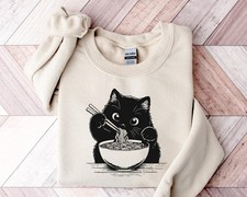 Noodle Cat Shirt, Cat Sweatshirt, Ramen Cat Shirt, Cat Mom Shirt, Cat Tee, Cat L