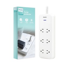 Philips 6-Outlet Surge Protector with Multiple Outlets, 8 Ft, B... USA FAST SHIP