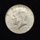40% Silver 1968 Kennedy Half Dollar - Circulated Condition - 15-29