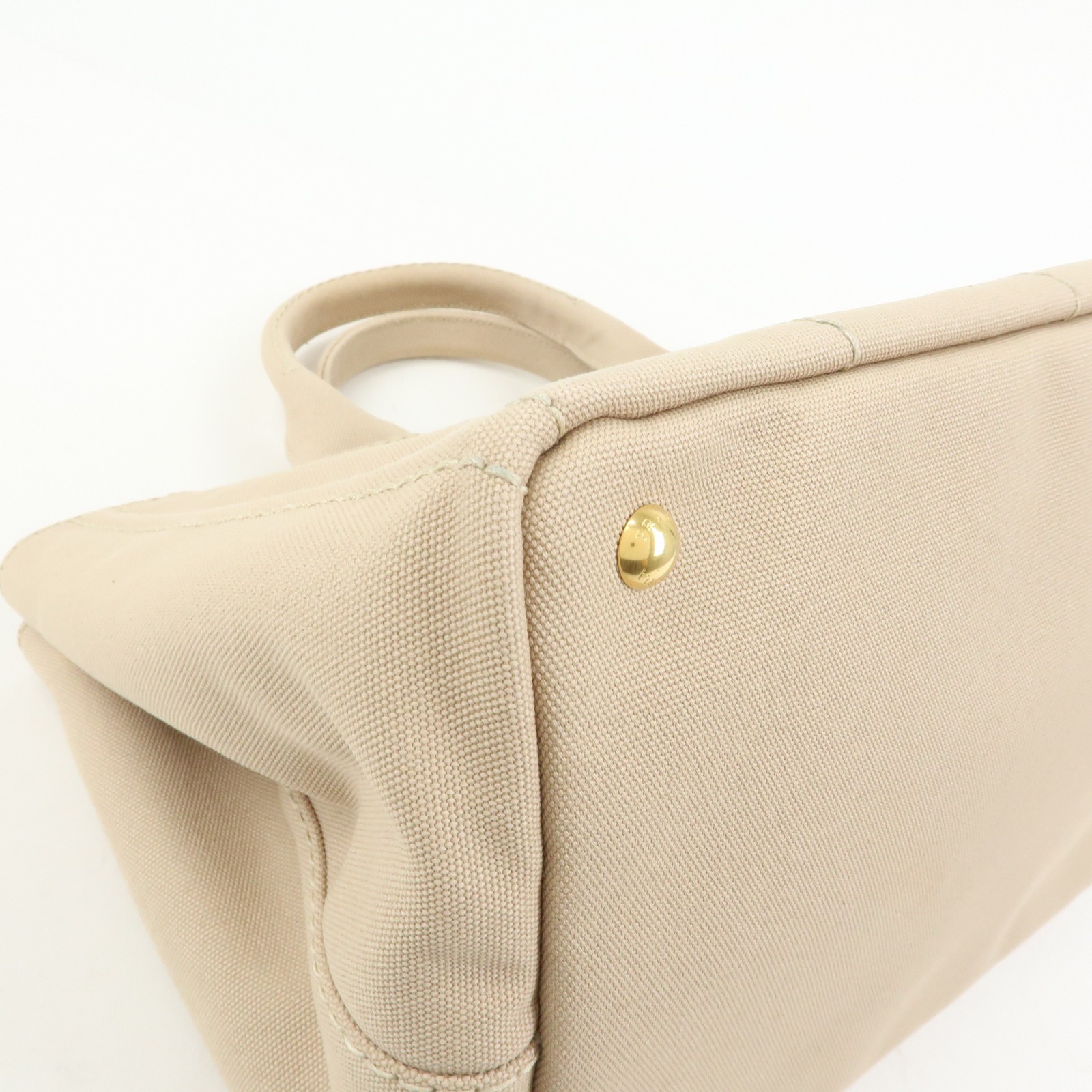 PRADA Canapa Triangle Logo 2Way Tote Hand Shoulder Bag Beige B1877G Used F/S thumbnail 10