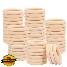 80 PCS 2.76 Inch Wooden Rings for Macrame and Crafts