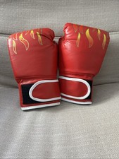 Kids Red Flame Boxing Gloves Youth Sports Training Great Condition