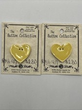 Mill Hill Ceramic Buttons Jim Shore 2004 Large BRT Yellow Heart Lot Of 2