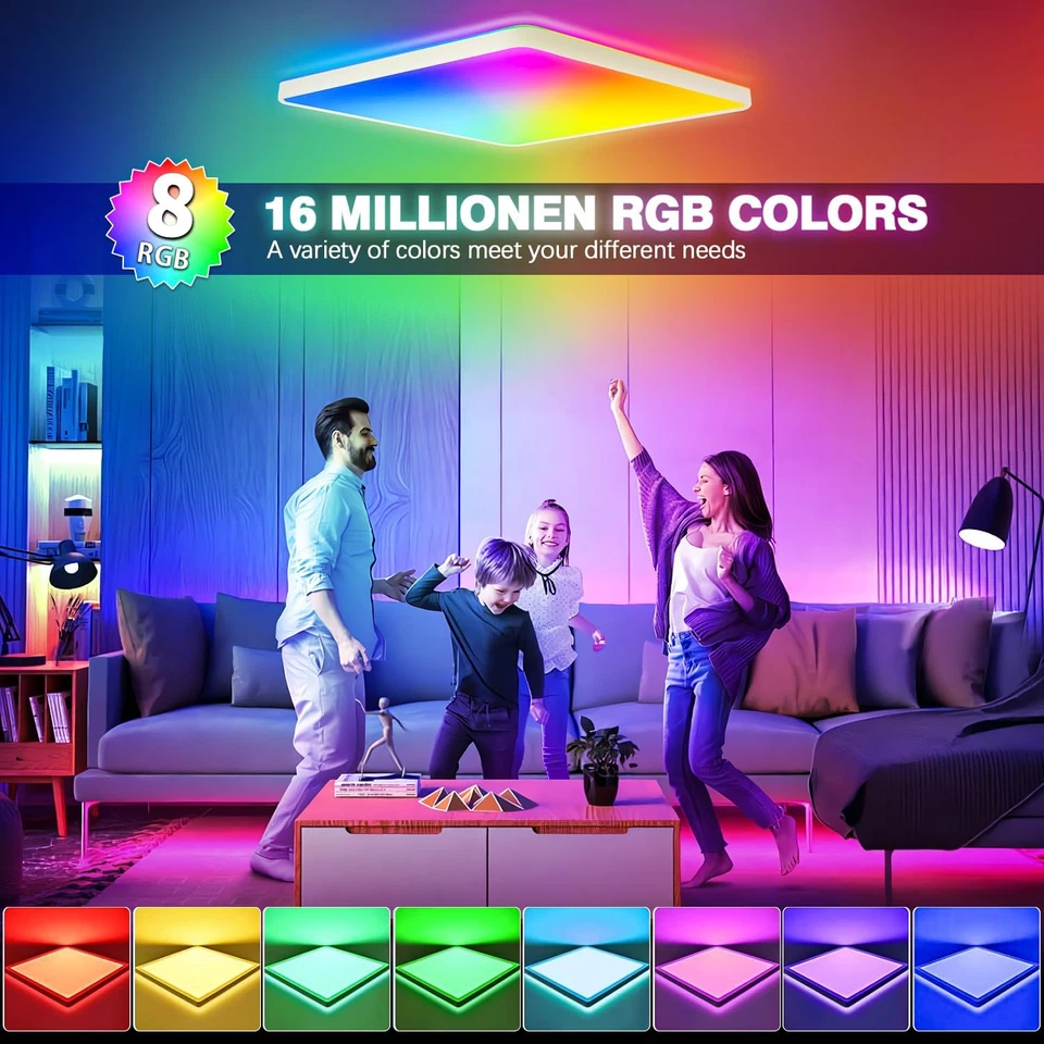 Plafonnier LED Dimmable, 24W RGB Plafonnier LED, Smart App Plafonnier Avec 16 Mi - Photo 2/4