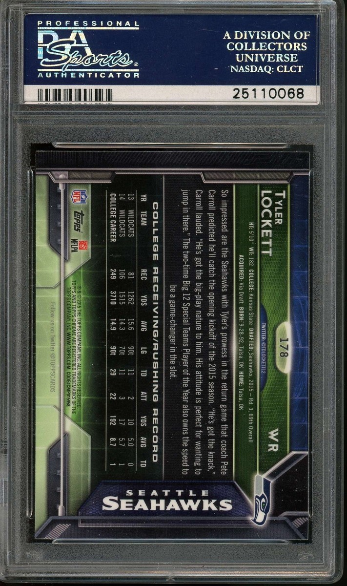2015 Topps Chrome #178 Tyler Lockett Green Refractor ROOKIE PSA 10