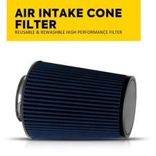 Blue 4" inch Inlet Truck Air Filter DryFlow Clamp-On Round Cone Air Intake Kit V