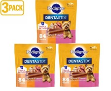 Pedigree Dentastix Small Breed Dental Dog Treats Bacon  Chicken, 84 CT x 3 Pack