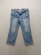 Loft Women Jeans 31/12 Blue Denim Wide Leg Mid Rise Stretch Cotton Blend Casual