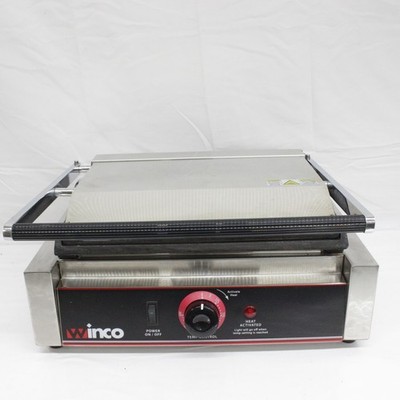 Winco ESG-1 Countertop Single Sandwich / Panini Grill w/ Cast Iron