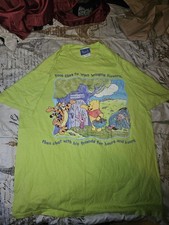 Vintage DISNEY Winnie The Pooh Shirt Lime Green. Size L.