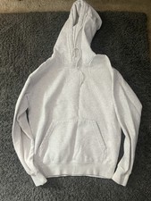 Men's Gray Fleece Pullover Hoodie Crew Neck Long Sleeve with Pockets