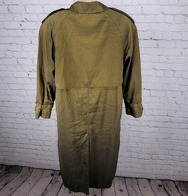 DOUBLE SHADE TRENCH COAT(－) Jones New York Green Sheen Wool Lined Double Breasted Peacoat