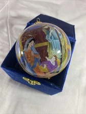 LI BIEN Christmas Inside Hand Painted NATIVITY SCENE Ornament in Fabric Box