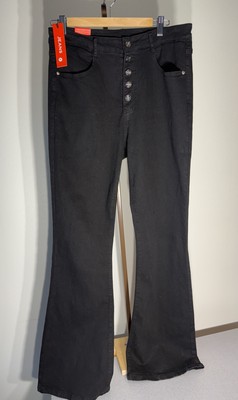 New Galmint Women's High Rise Black Denim Jeans Size US 14 32X30 NWT Button Down