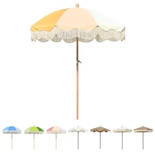 LAGarden Patio Umbrella with Fringe Great for Outdoor Garden Yard