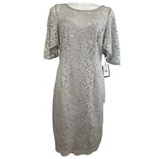 Adrianna Papell Cocktail MOB Dress Lace in Icy Lilac Size 16 NWT