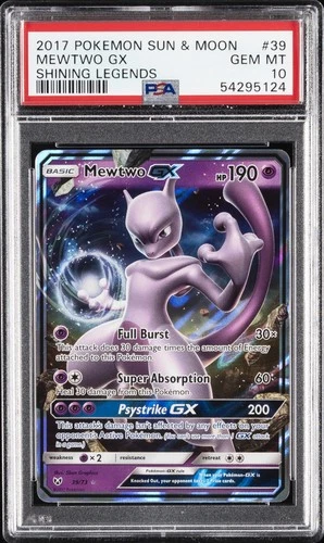 2017 POKEMON SUN & MOON SHINING LEGENDS #39 MEWTWO GX PSA 10