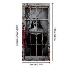 Halloween Door Cover Scary Halloween Door Banner Decorations Horror Door Cover