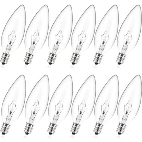 E12 60 Watt Incandescent Candle Light Bulbs, Chandelier Ligh