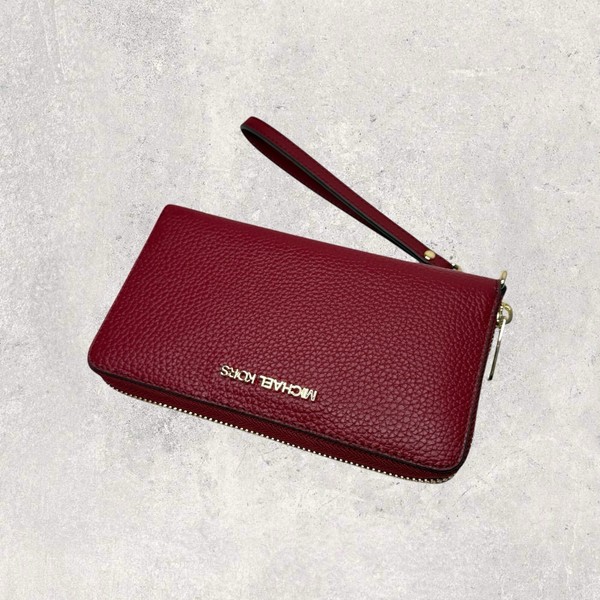 Michael Kors Mk GeldböRse Portmonee Portemonnaie Jet Set Travel Rot Leder Neu-image