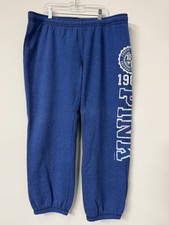 Vtg Y2K Victoria's Secret PINK Women  s Large Blue Sweatpants Patch Drawstring